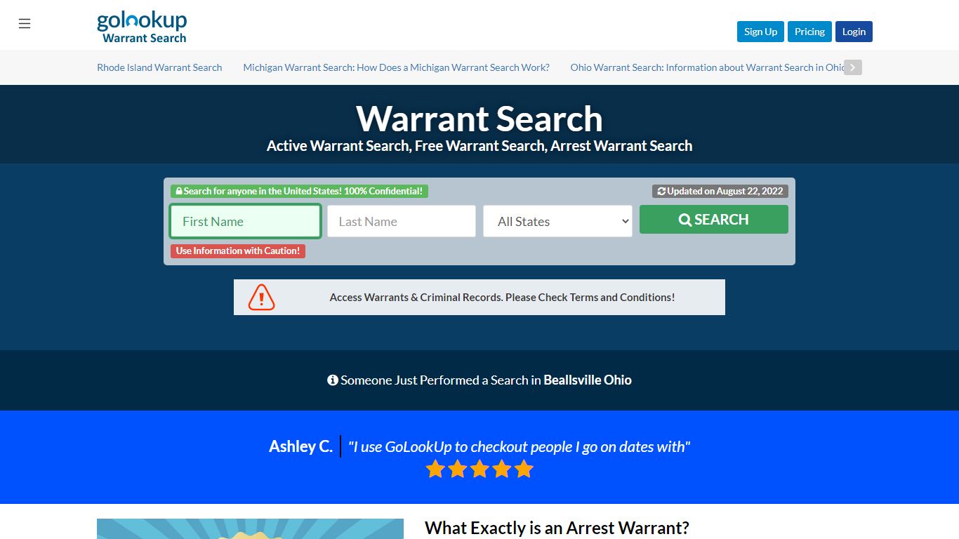 Warrant Search | Online Warrant Search | GoLookUp